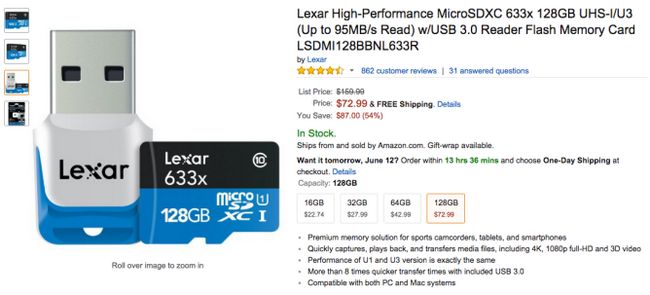 Fotografía - [Trato Alerta] Lexar 633x 128 GB microSDXC Con USB 3.0 Lector Sólo $ 72.99 en Amazon